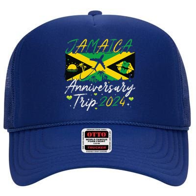 Jamaica Anniversary Trip 2024 Couple Summer Vacation Trip High Crown Mesh Back Trucker Hat