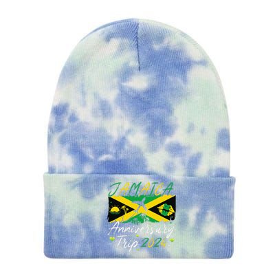 Jamaica Anniversary Trip 2024 Couple Summer Vacation Trip Tie Dye 12in Knit Beanie