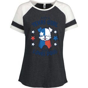 Just A Texas Girl Who Loves Dogs Enza Ladies Jersey Colorblock Tee