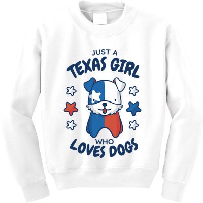 Just A Texas Girl Who Loves Dogs Kids Sweatshirt