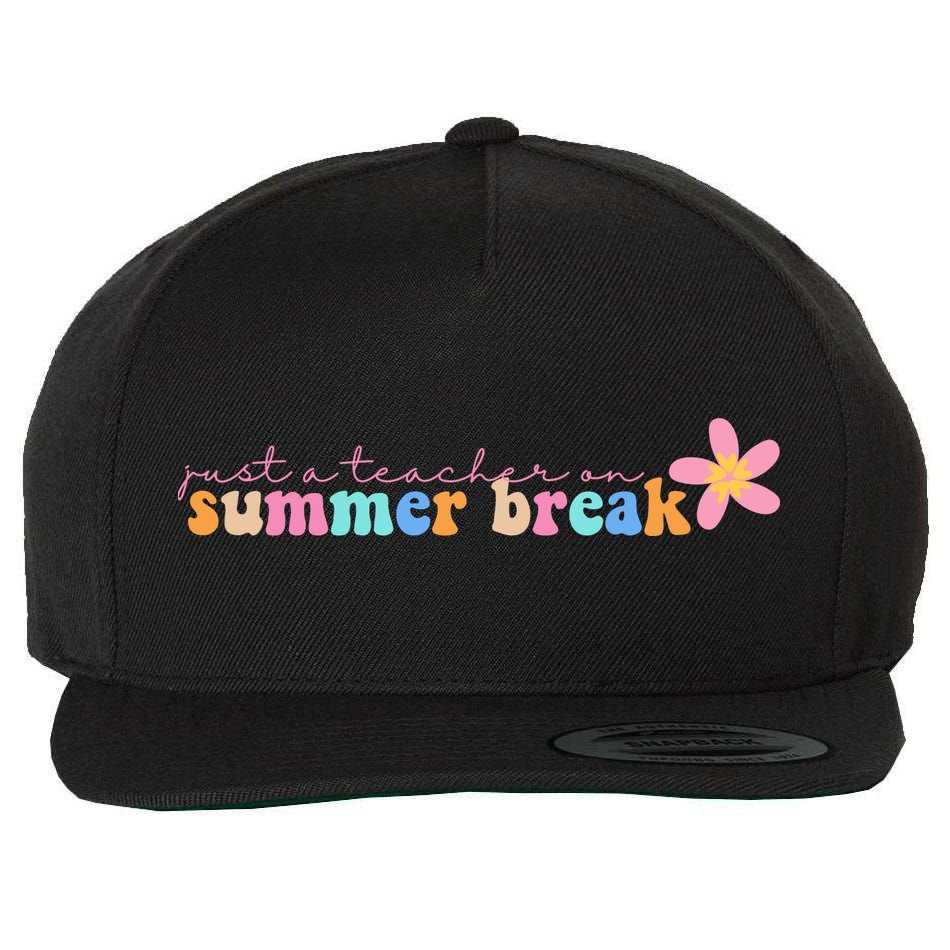 Just A Teacher On Summer Break Flower Wool Snapback Cap