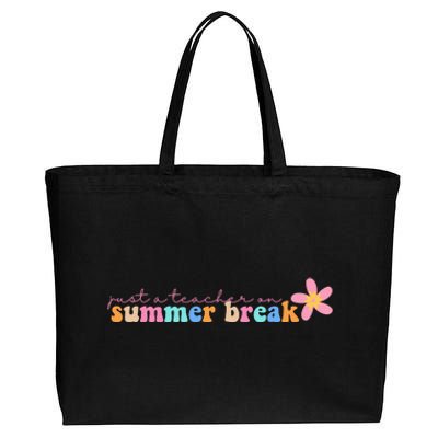 Just A Teacher On Summer Break Flower Cotton Canvas Jumbo Tote