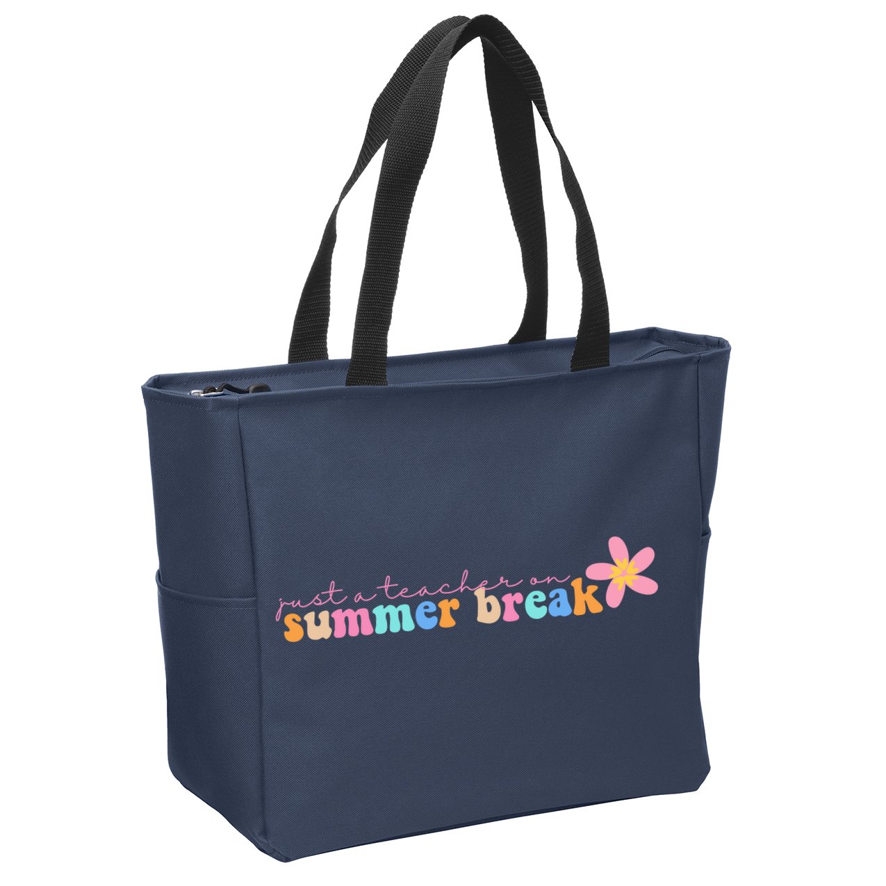 Just A Teacher On Summer Break Flower Zip Tote Bag