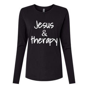 Jesus And Therapy Christian Humor For Christian Counselors Great Gift Womens Cotton Relaxed Long Sleeve T-Shirt