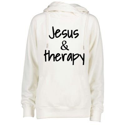 Jesus And Therapy Christian Humor For Christian Counselors Great Gift Womens Funnel Neck Pullover Hood