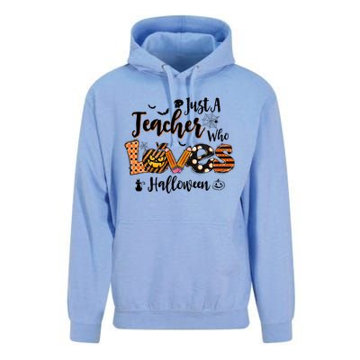 Just A Teacher Who Loves Halloween Pumpkin Witch Costume Unisex Surf Hoodie