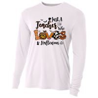 Just A Teacher Who Loves Halloween Pumpkin Witch Costume Cooling Performance Long Sleeve Crew