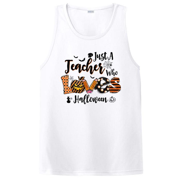 Just A Teacher Who Loves Halloween Pumpkin Witch Costume PosiCharge Competitor Tank