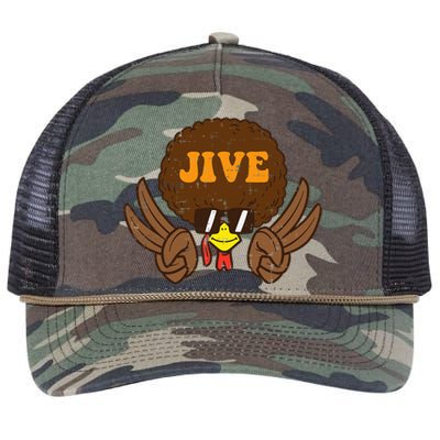 Jive Afro Turkey Peace Sign 70s Retro Thanksgiving Retro Rope Trucker Hat Cap