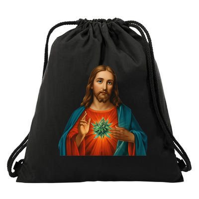 Jesus And The Weed 420 Christians Stoners Drawstring Bag