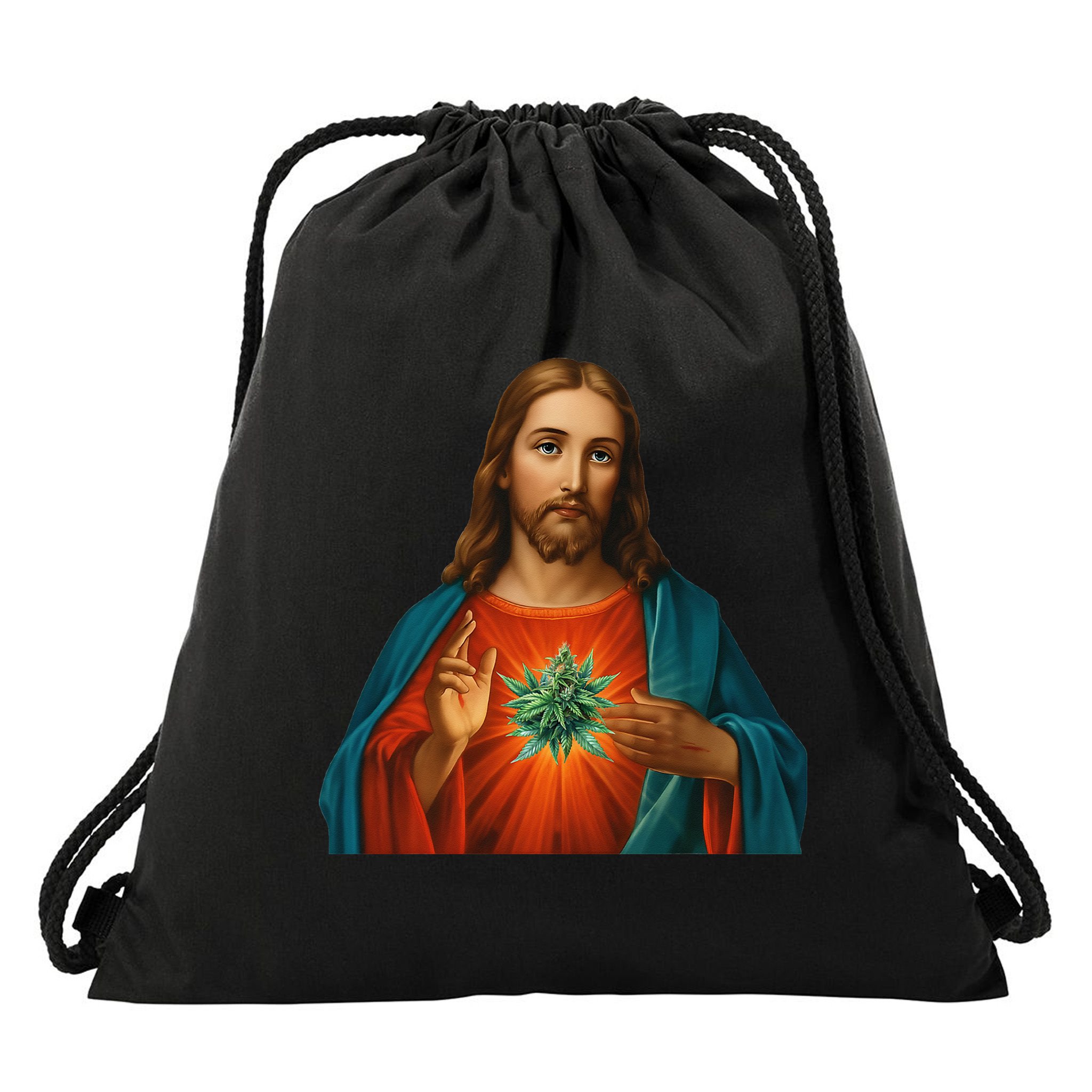 Jesus And The Weed 420 Christians Stoners Drawstring Bag