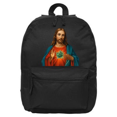 Jesus And The Weed 420 Christians Stoners 16 in Basic Backpack