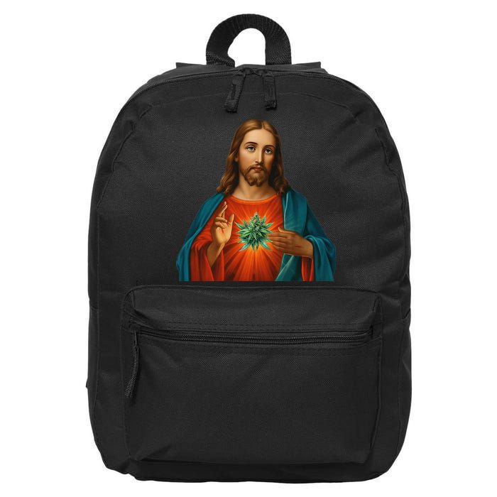Jesus And The Weed 420 Christians Stoners 16 in Basic Backpack