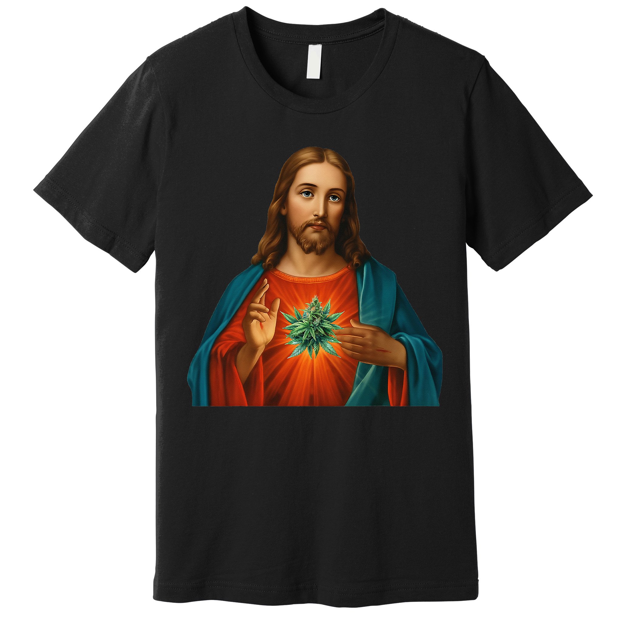 Jesus And The Weed 420 Christians Stoners Premium T-Shirt