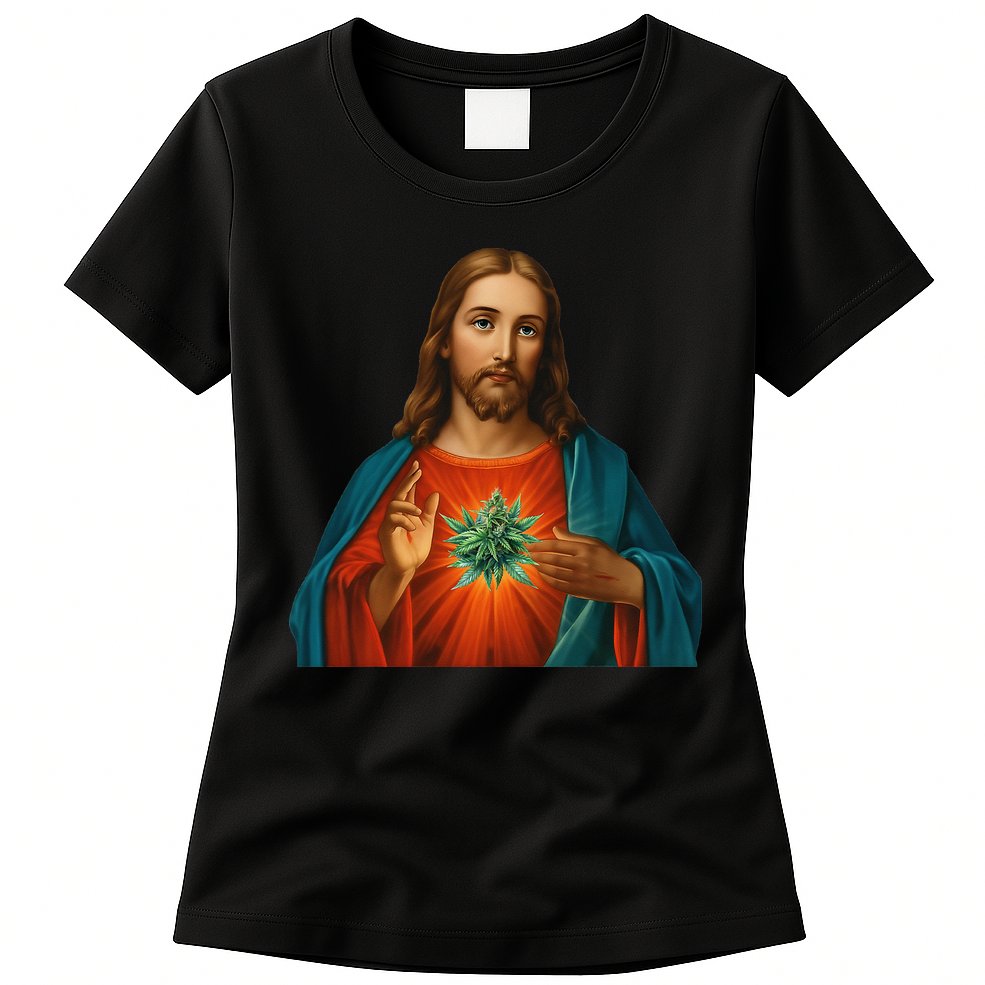 Jesus And The Weed 420 Christians Stoners Womens T-Shirt