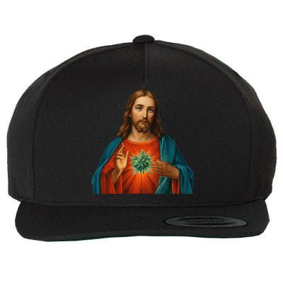 Jesus And The Weed 420 Christians Stoners Wool Snapback Cap