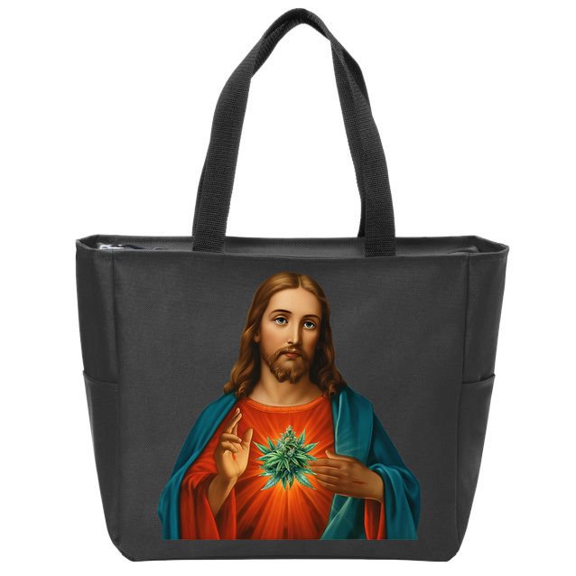 Jesus And The Weed 420 Christians Stoners Zip Tote Bag
