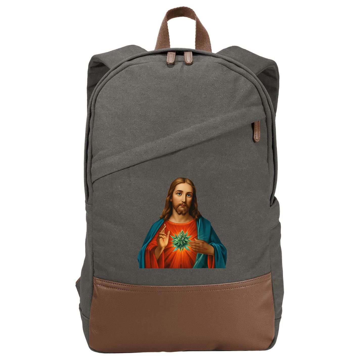 Jesus And The Weed 420 Christians Stoners Cotton Canvas Backpack