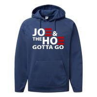 Joe And The Ho Gotta Gotta Go Funny Anti Biden Harris Performance Fleece Hoodie