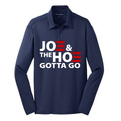 Joe And The Ho Gotta Gotta Go Funny Anti Biden Harris Silk Touch Performance Long Sleeve Polo