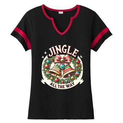 Jingle All The Way Holidays Family Funny Christmas Gift Ladies Halftime Notch Neck Tee