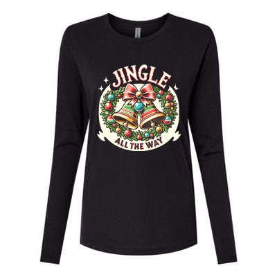 Jingle All The Way Holidays Family Funny Christmas Gift Womens Cotton Relaxed Long Sleeve T-Shirt