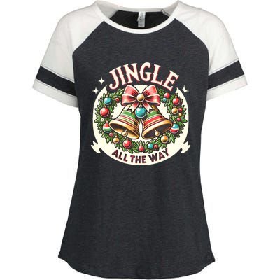 Jingle All The Way Holidays Family Funny Christmas Gift Enza Ladies Jersey Colorblock Tee