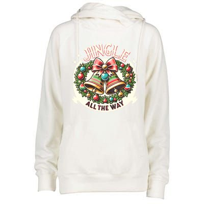 Jingle All The Way Holidays Family Funny Christmas Gift Womens Funnel Neck Pullover Hood