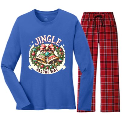 Jingle All The Way Holidays Family Funny Christmas Gift Women's Long Sleeve Flannel Pajama Set 