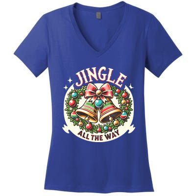 Jingle All The Way Holidays Family Funny Christmas Gift Women's V-Neck T-Shirt