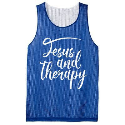 Jesus And Therapy Religious Christian Humor Funny Gift Mesh Reversible Basketball Jersey Tank