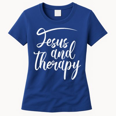 Jesus And Therapy Religious Christian Humor Funny Gift Womens T-Shirt