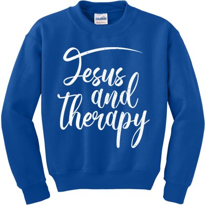Jesus And Therapy Religious Christian Humor Funny Gift Kids Sweatshirt