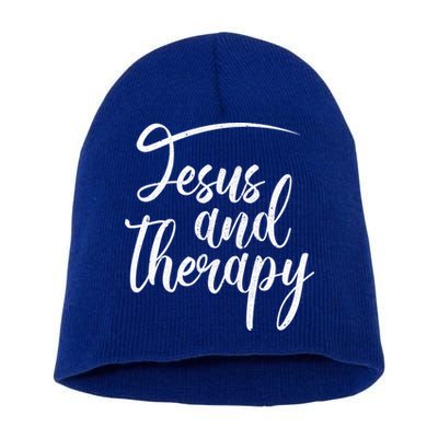 Jesus And Therapy Religious Christian Humor Funny Gift Short Acrylic Beanie
