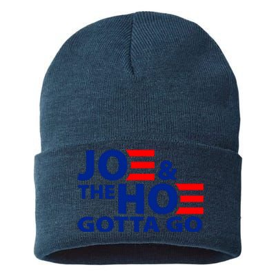 Joe And The Ho Gotta Gotta Go Funny Anti Biden Harris Sustainable Knit Beanie