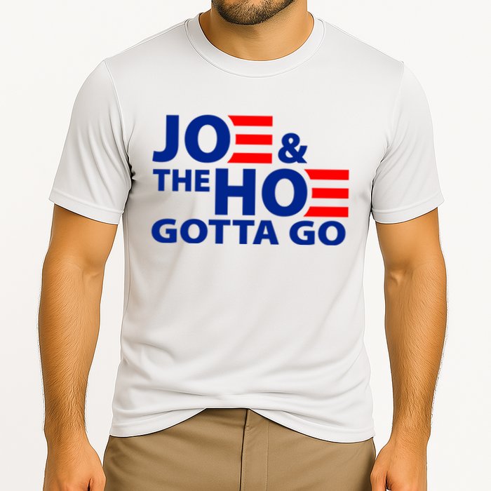 Joe And The Ho Gotta Gotta Go Funny Anti Biden Harris Cooling Performance Crew T-Shirt