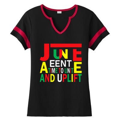 Juneteenth a time to unite and uplift Ladies Halftime Notch Neck Tee