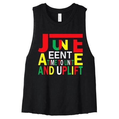 Juneteenth a time to unite and uplift Women's Racerback Cropped Tank