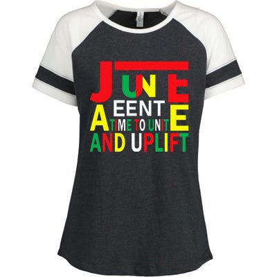 Juneteenth a time to unite and uplift Enza Ladies Jersey Colorblock Tee