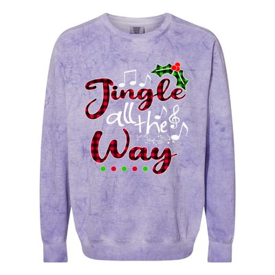 Jingle All The Way Funny Christmas Buffallo Green Plaid Gift Colorblast Crewneck Sweatshirt