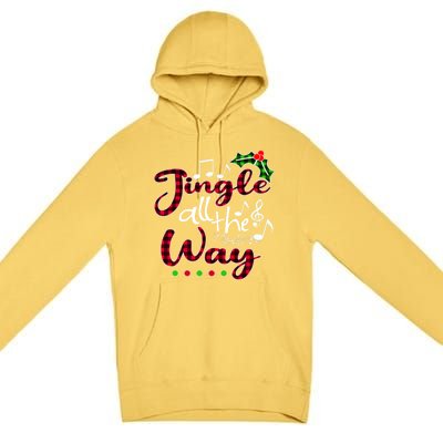 Jingle All The Way Funny Christmas Buffallo Green Plaid Gift Premium Pullover Hoodie