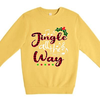 Jingle All The Way Funny Christmas Buffallo Green Plaid Gift Premium Crewneck Sweatshirt