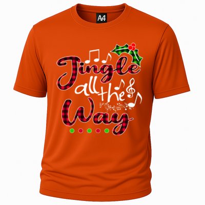 Jingle All The Way Funny Christmas Buffallo Green Plaid Gift Cooling Performance Crew T-Shirt