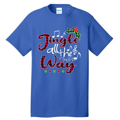 Jingle All The Way Funny Christmas Buffallo Green Plaid Gift Tall T-Shirt