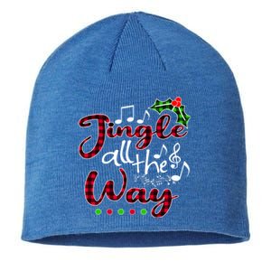 Jingle All The Way Funny Christmas Buffallo Green Plaid Gift Sustainable Beanie