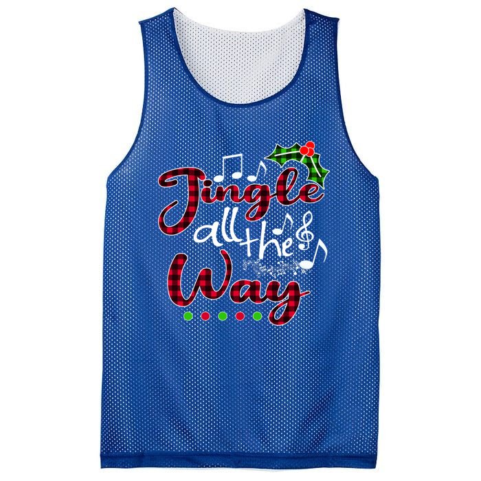 Jingle All The Way Funny Christmas Buffallo Green Plaid Gift Mesh Reversible Basketball Jersey Tank