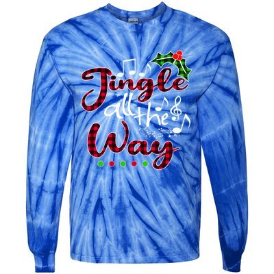 Jingle All The Way Funny Christmas Buffallo Green Plaid Gift Tie-Dye Long Sleeve Shirt