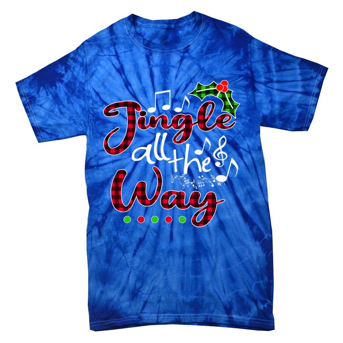 Jingle All The Way Funny Christmas Buffallo Green Plaid Gift Tie-Dye T-Shirt