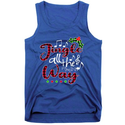 Jingle All The Way Funny Christmas Buffallo Green Plaid Gift Tank Top