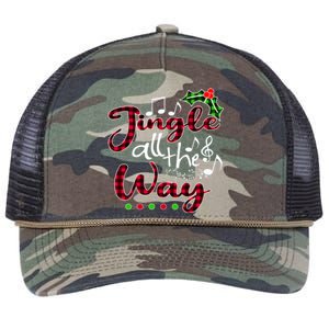 Jingle All The Way Funny Christmas Buffallo Green Plaid Gift Retro Rope Trucker Hat Cap